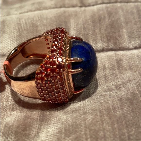 Genuine Lapis Lazuli Square Rosetone Ring NWTS - Picture 2 of 10